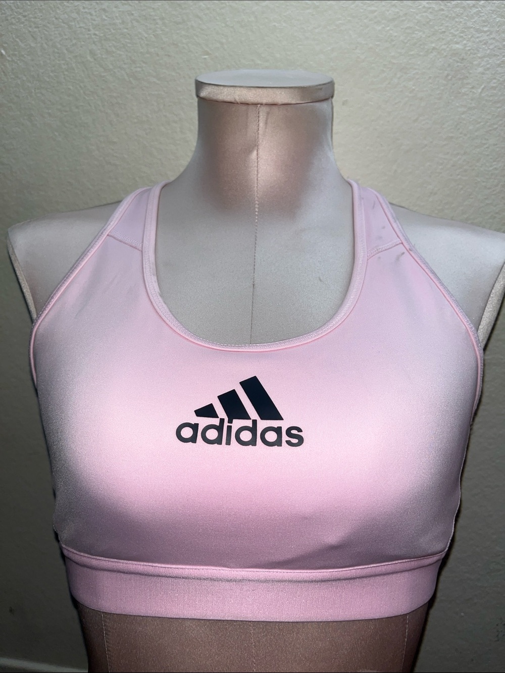 adidas Light Pink Racerback sports bra with Black Logo